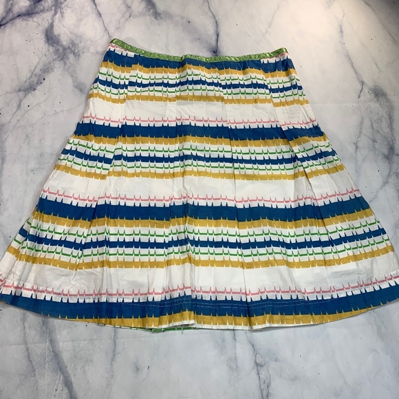 Fossil Scalloped Striped White Blue Pink Skirt - Picture 3 of 8